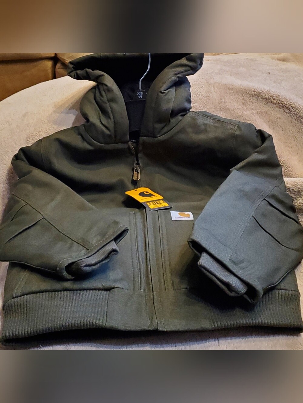 Carhartt Boy's Hooded Puffer Jacket - Olive Green